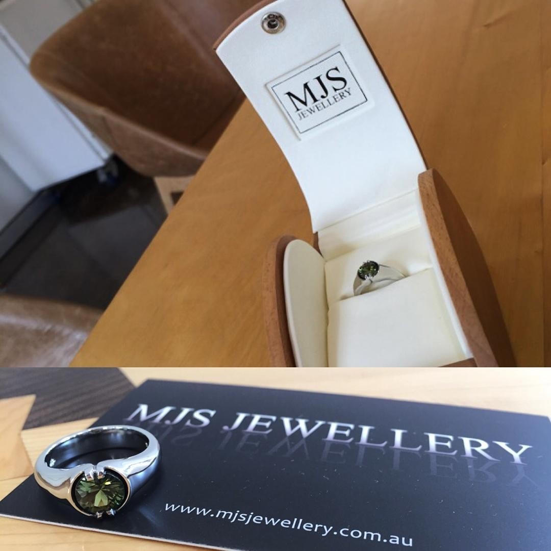 Australian green sapphire Engagement Ring - PG-BI-694 - image 1