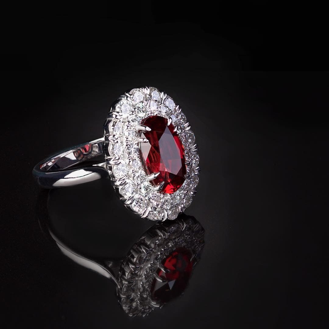 3ct Ruby and diamond ring handcrafted in 18ct white gold - PG-BI-696 - image 1