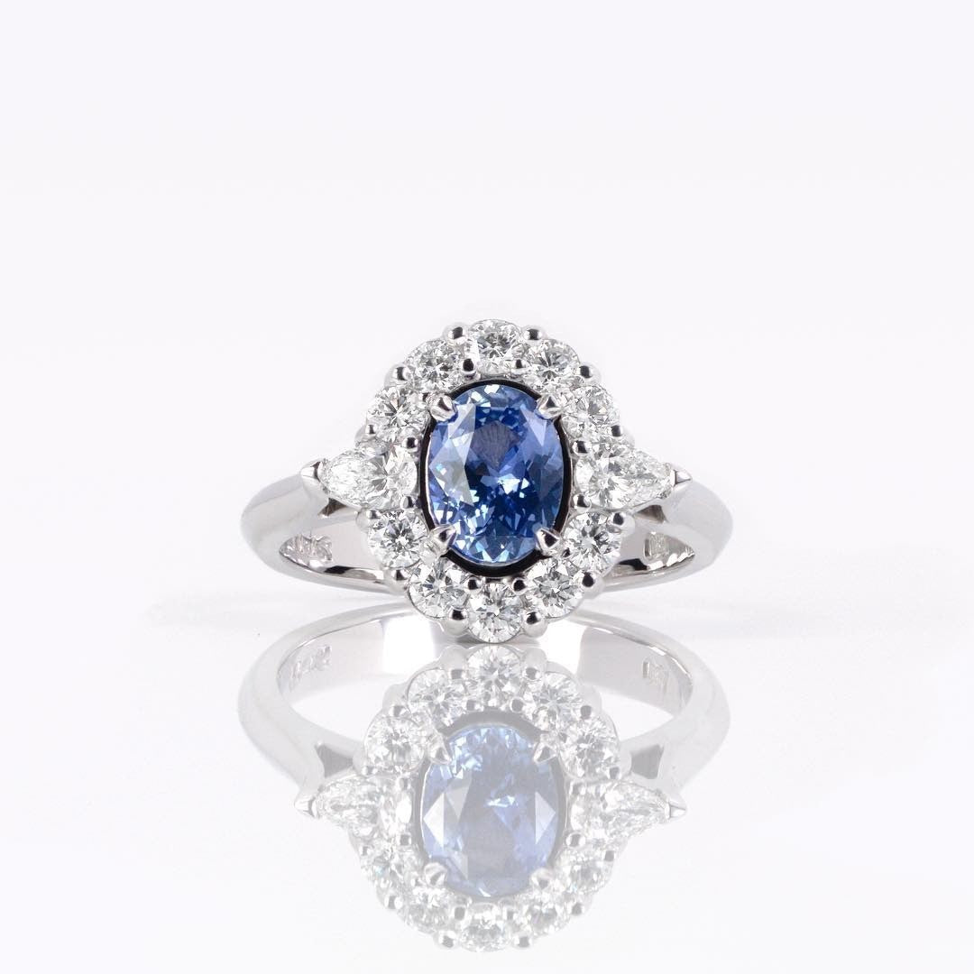 Ceylon blue sapphire highlighted with diamond Ring - PG-BI-738 - image 1
