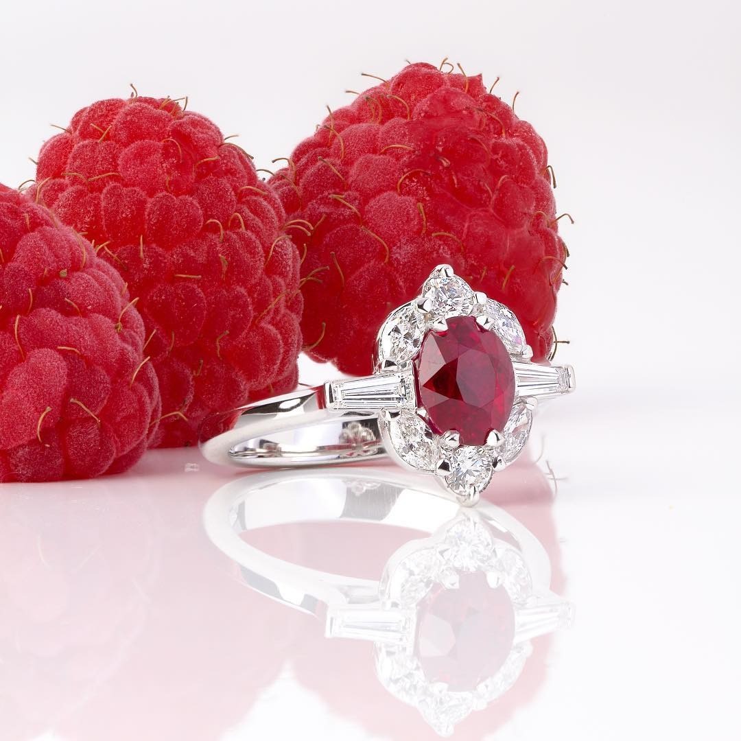 1.55ct oval natural Burmese ruby Ring - PG-BI-754 - image 1