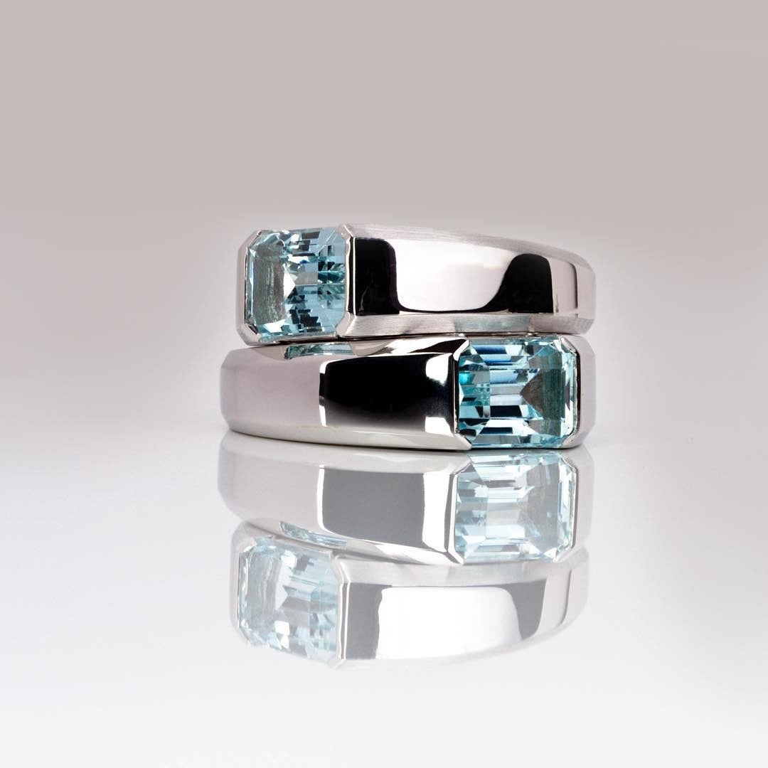 18ct white gold featuring aquamarine gemstones Men's Jewellery - PG-BI-773 - image 1