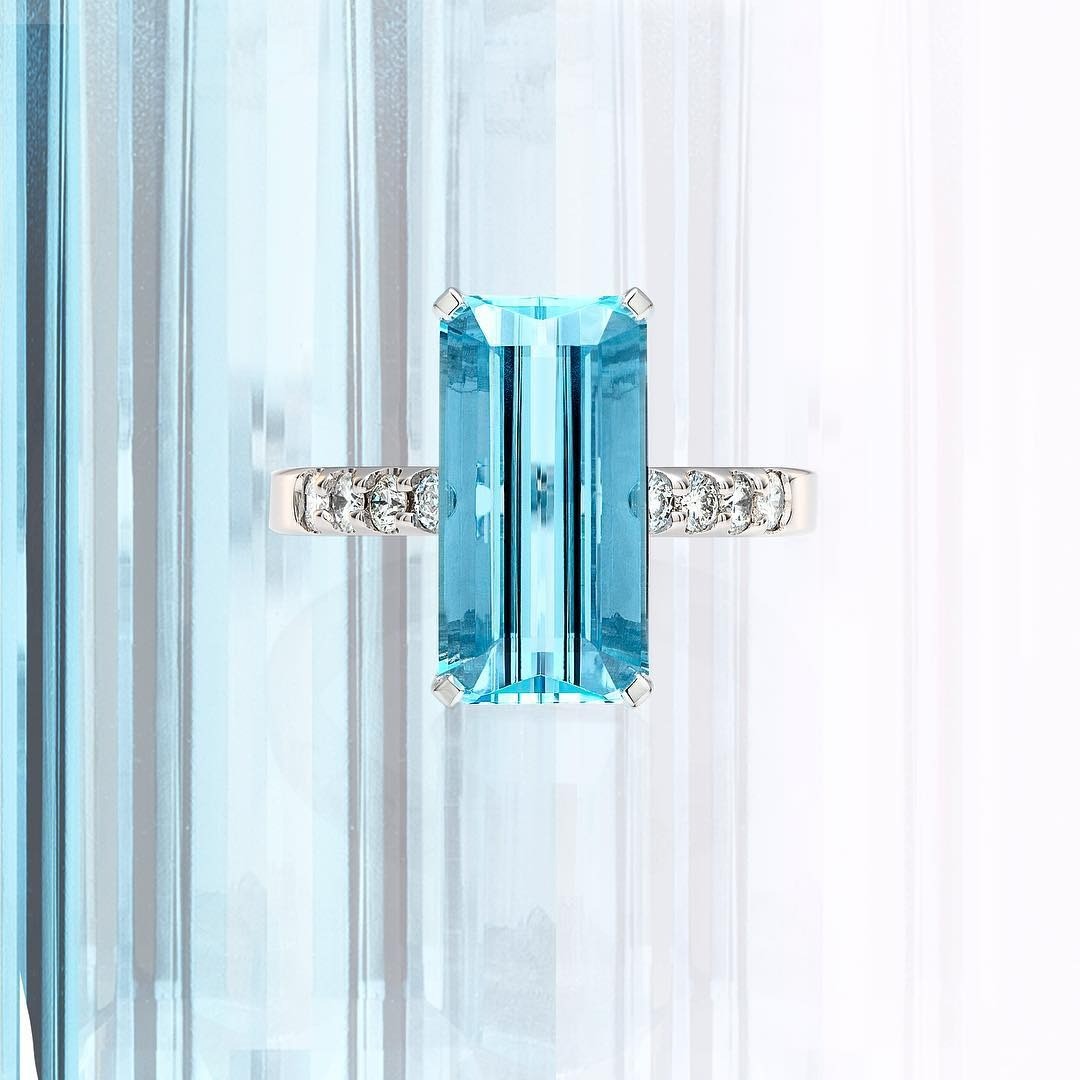 Diamond & Aquamarine Ring - PG-BI-803 - image 1