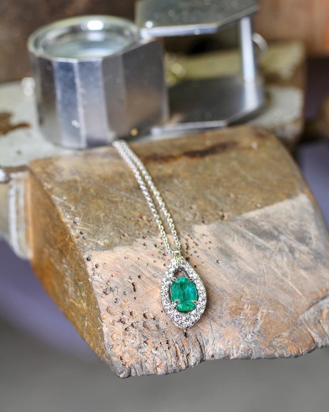 Diamond & Emerald Pendant - PG-BI-818 - image 1