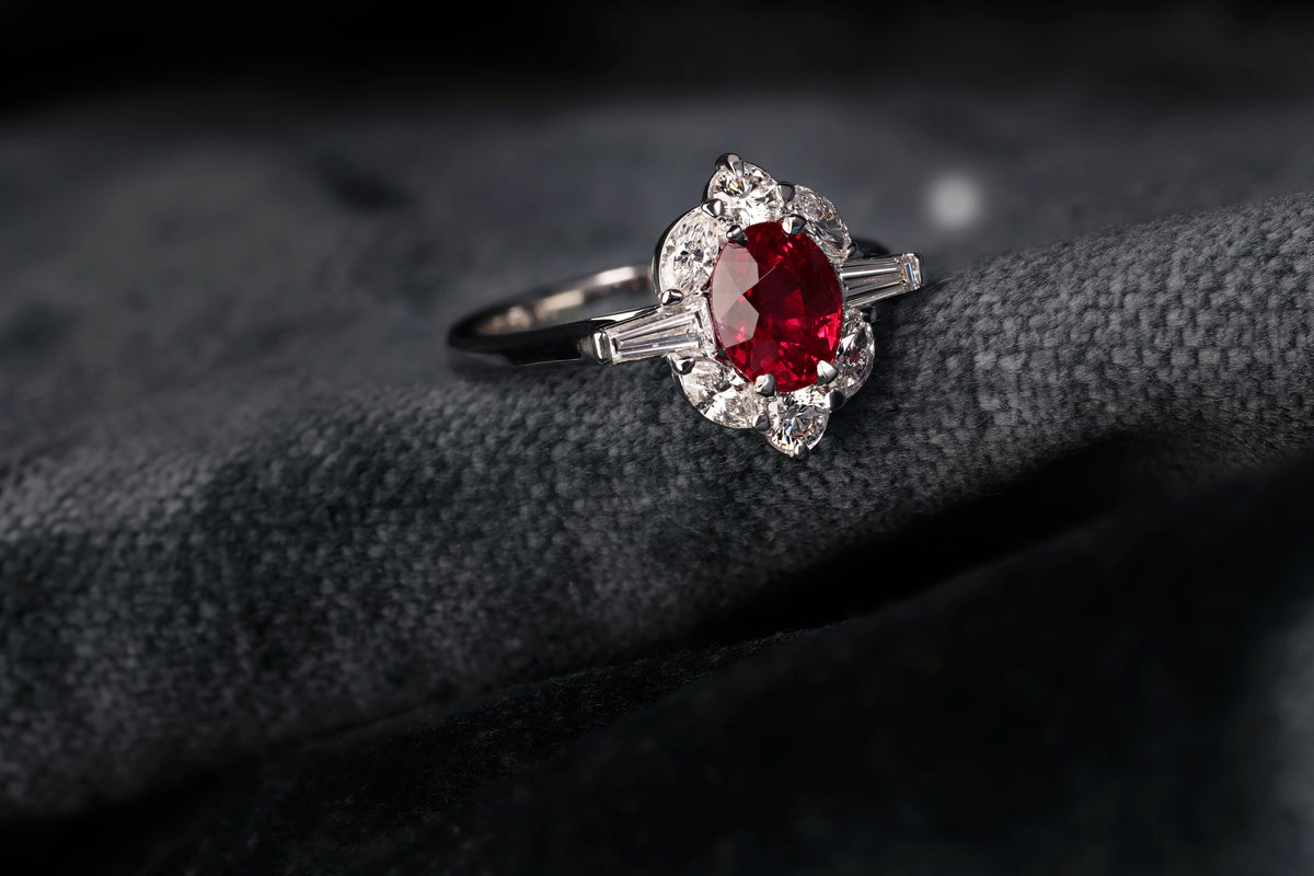 1.55ct Burmese Ruby & Diamond Ring