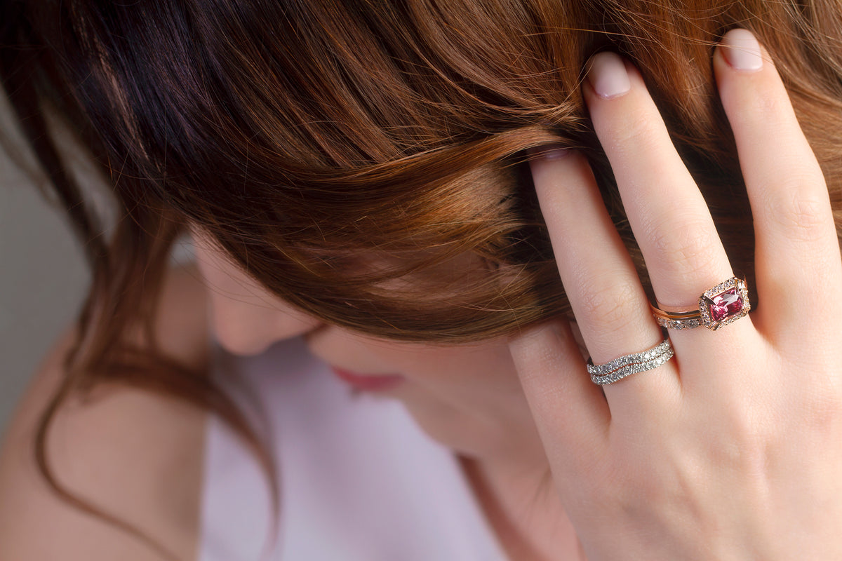 Custom Madagascan Cinnamon Sapphire and Diamond ring
