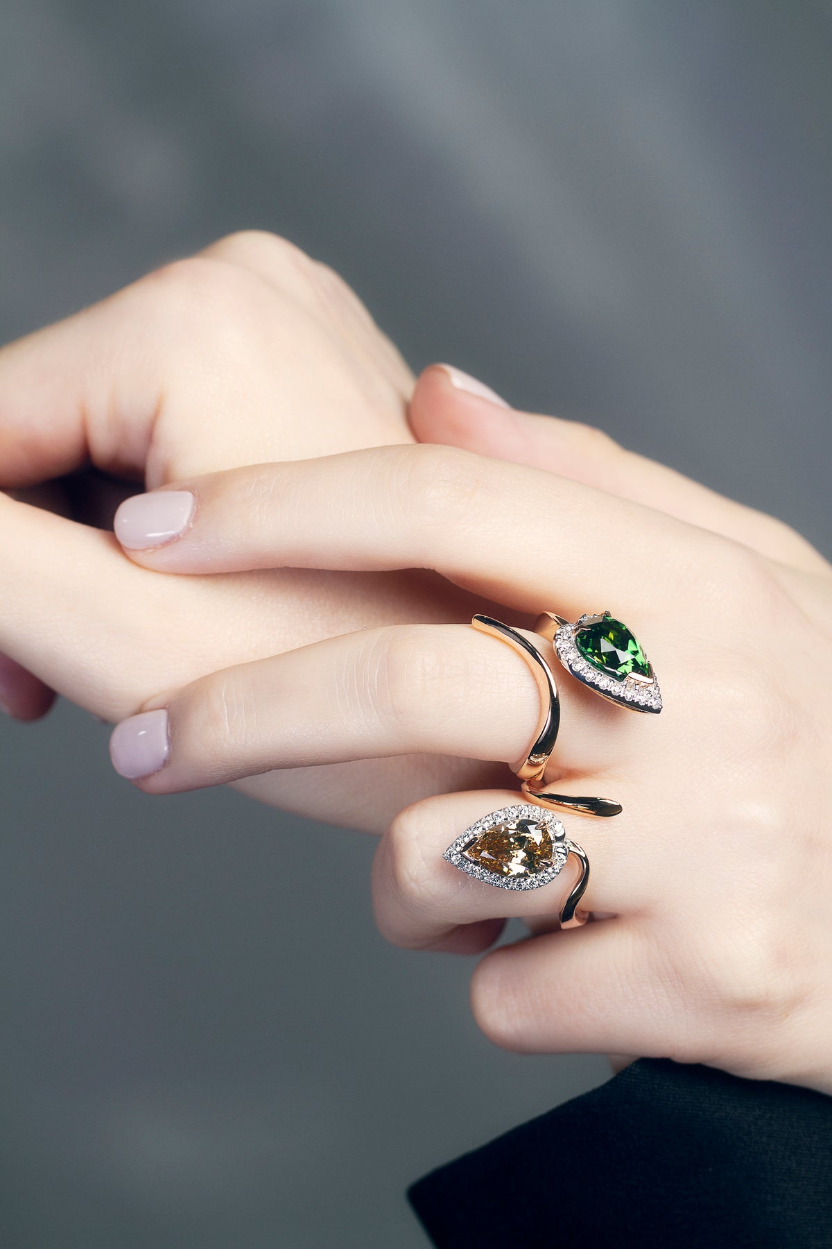 Chrome Tourmaline & Diamond Serpent Ring