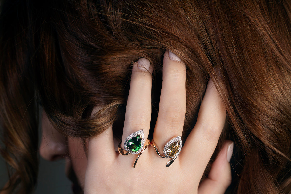 Chrome Tourmaline & Diamond Serpent Ring