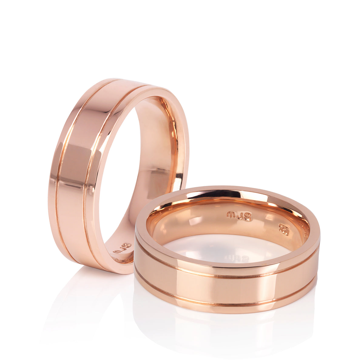 18ct Rose Gold Men's Band with double grooves