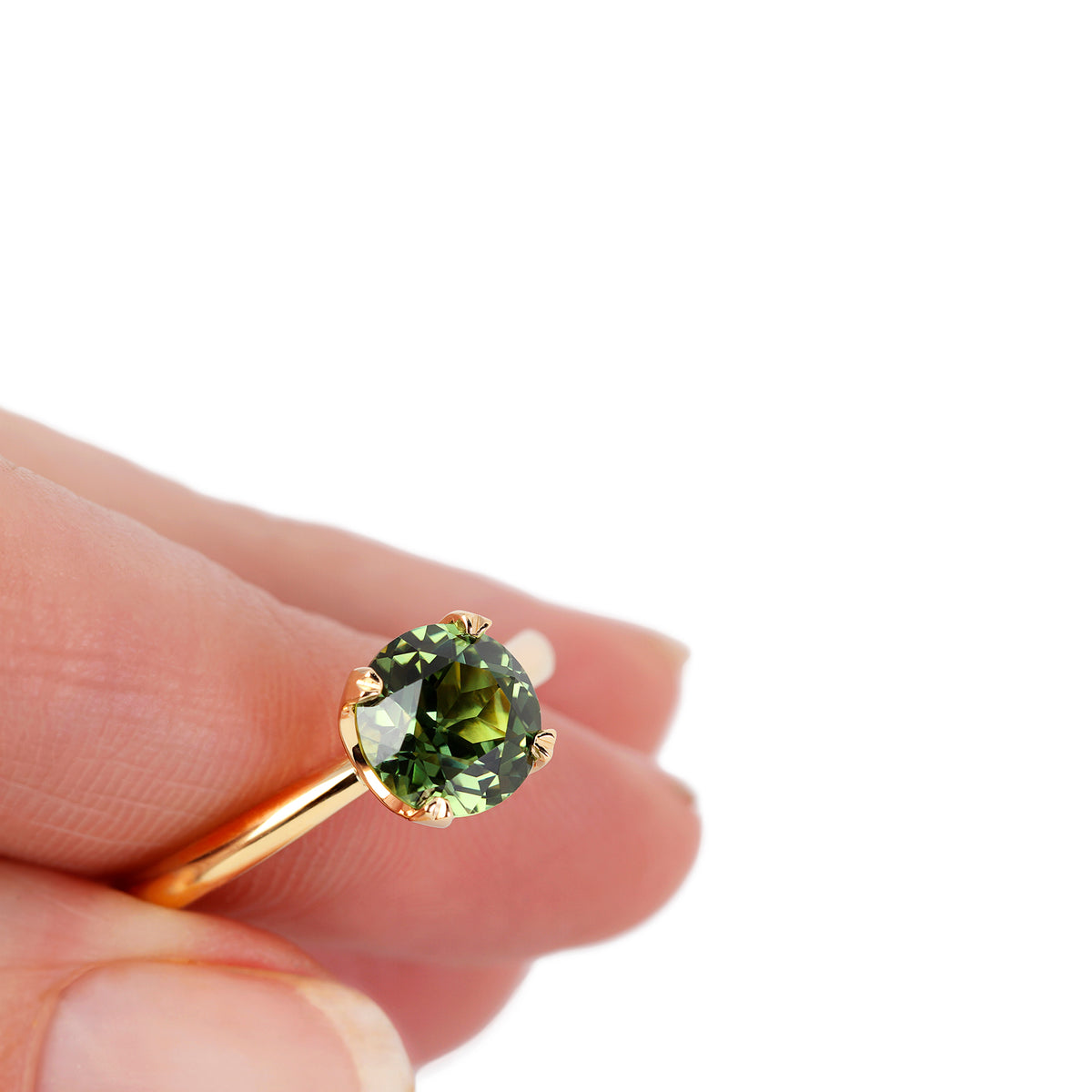 Custom Australian Green Sapphire Engagement Ring