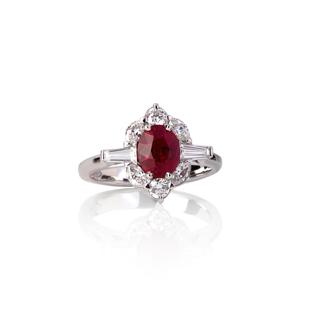 1.55ct Burmese Ruby & Diamond Ring