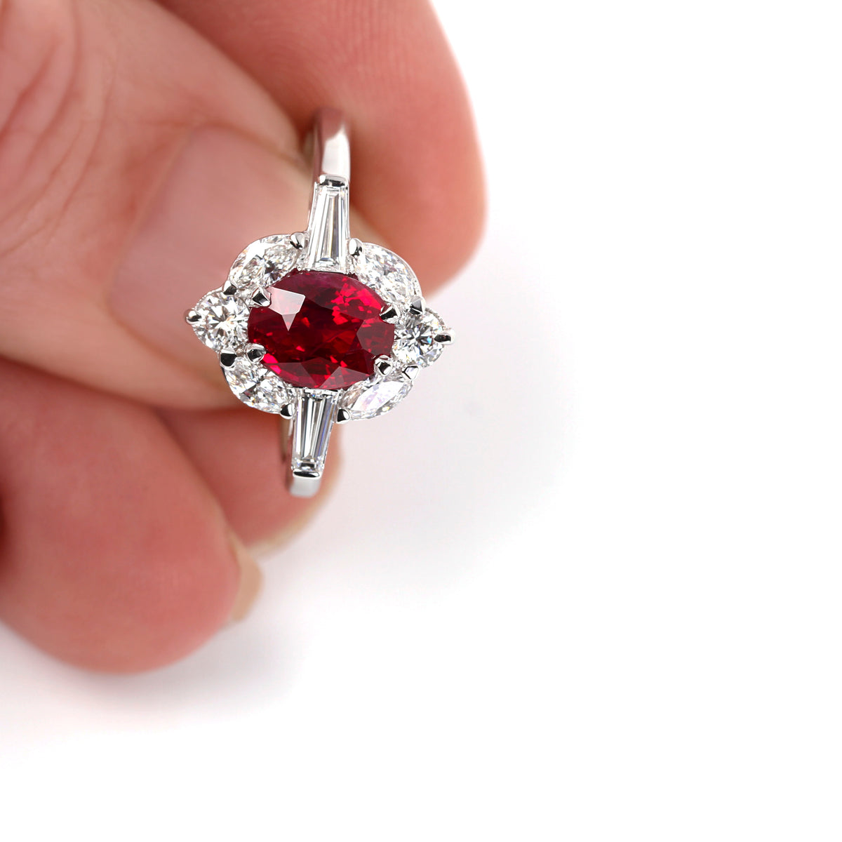 1.55ct Burmese Ruby & Diamond Ring