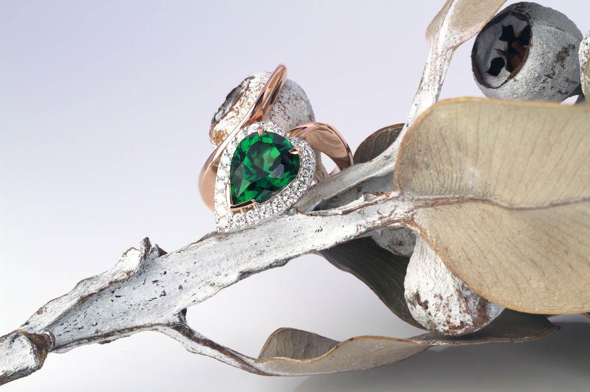 Chrome Tourmaline & Diamond Serpent Ring