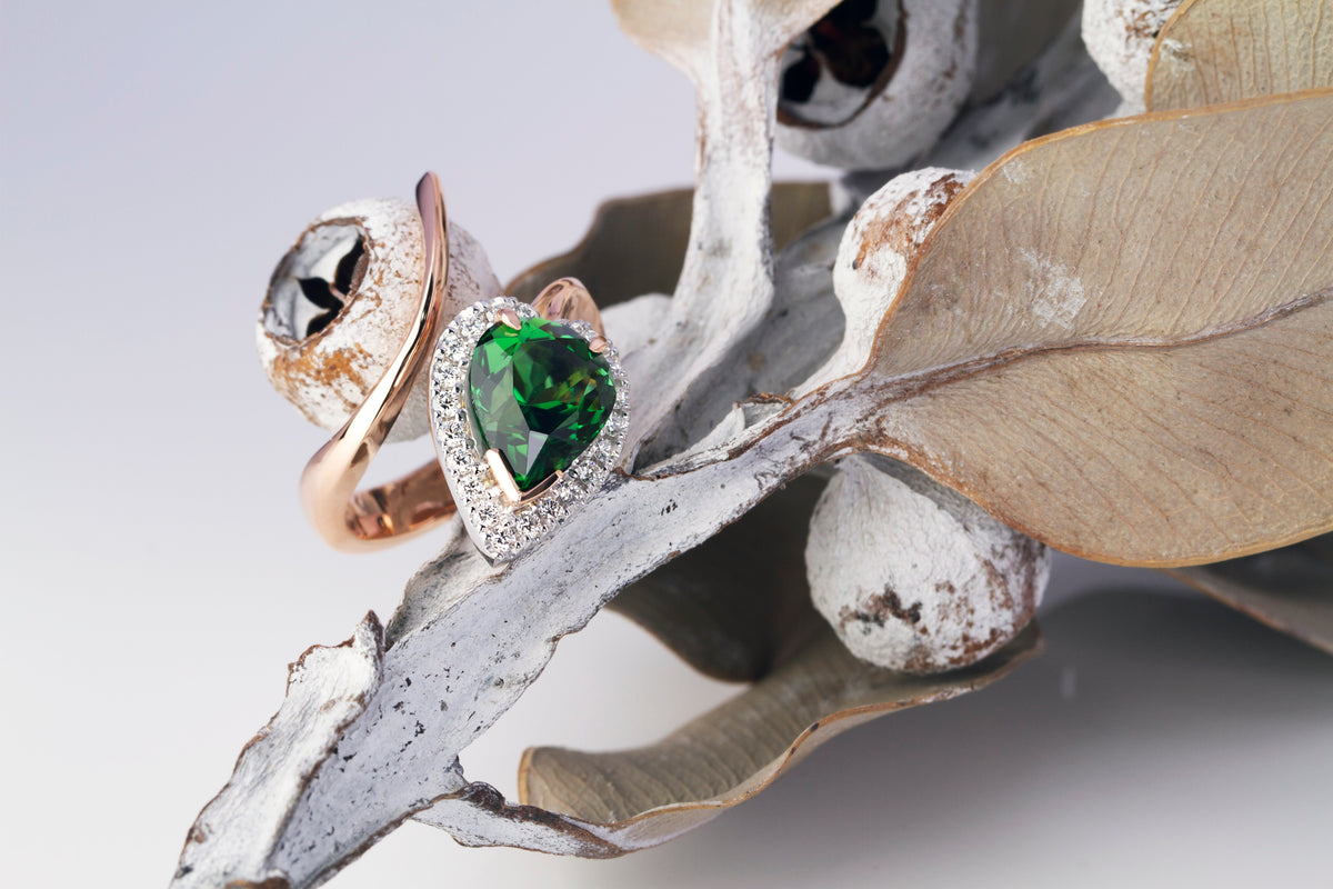 Chrome Tourmaline & Diamond Serpent Ring