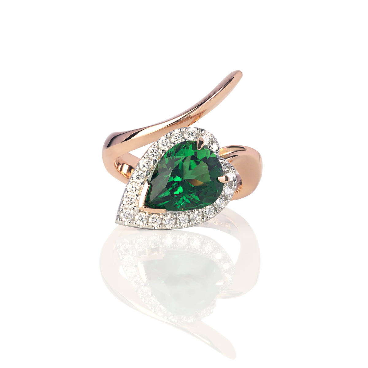 Chrome Tourmaline & Diamond Serpent Ring
