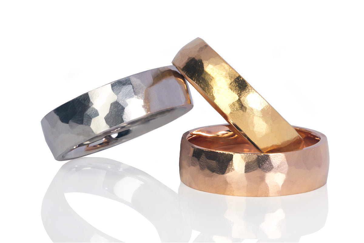 Hand Plenished Mens Wedding Band available in 18ct Gold and Platinum