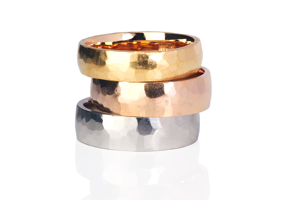 Hand Plenished Mens Wedding Band available in 18ct Gold and Platinum