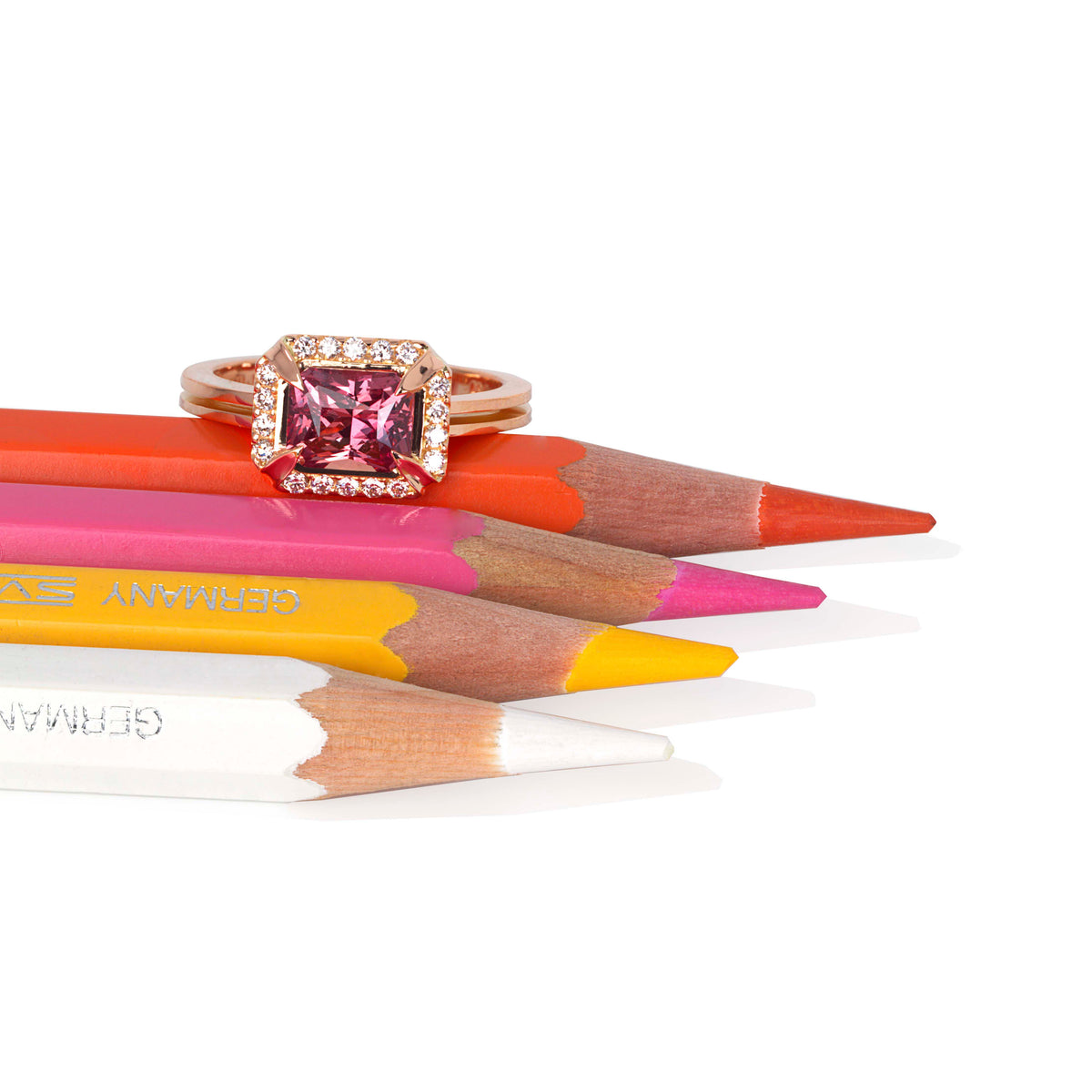 Custom Madagascan Cinnamon Sapphire and Diamond ring