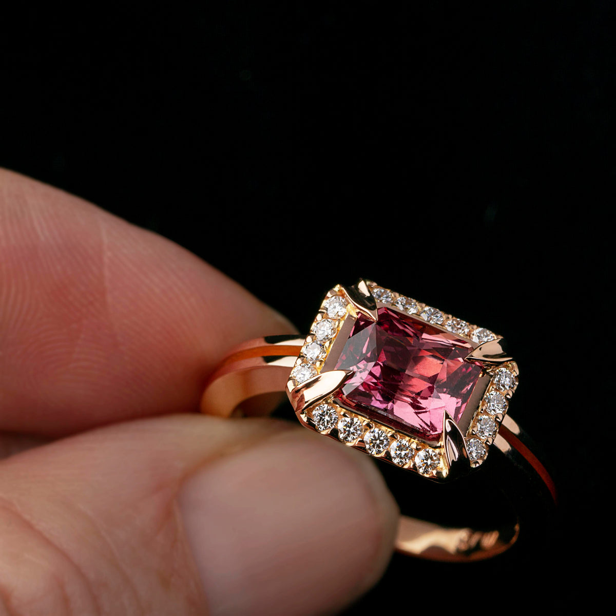 Custom Madagascan Cinnamon Sapphire and Diamond ring